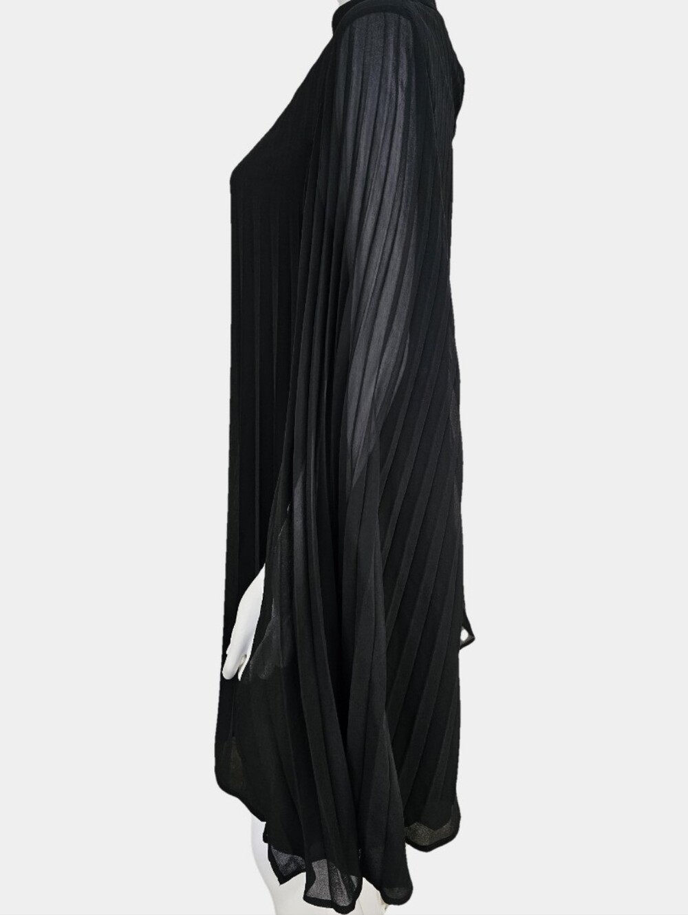Ekaliy Mock Neck Pleated Crepe Cloak Mini Dress Size XL - Picture 4 of 15